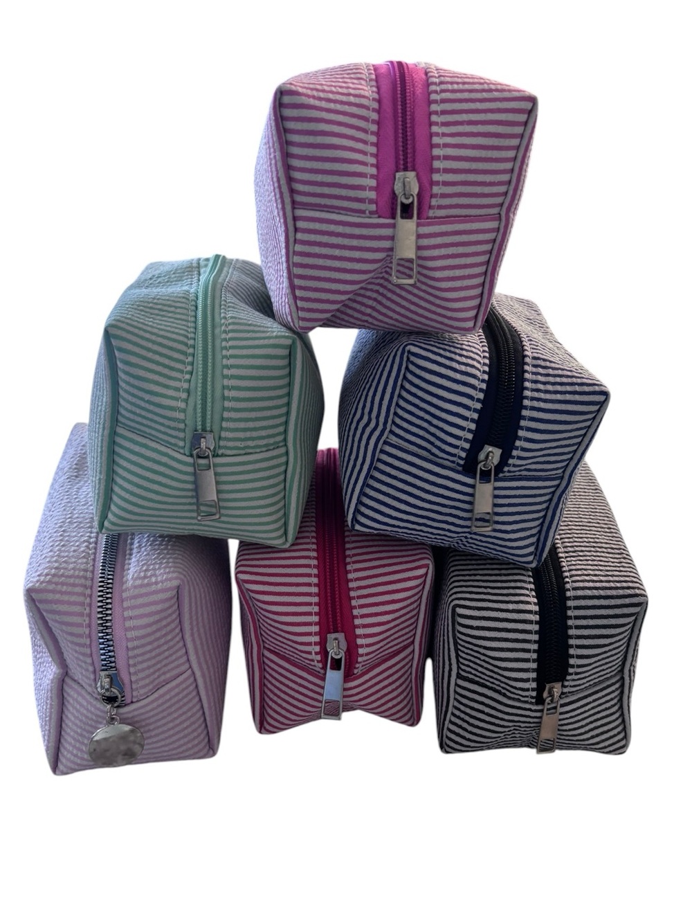 Striped Travel Cosmetic Pouch - Multiple Colors